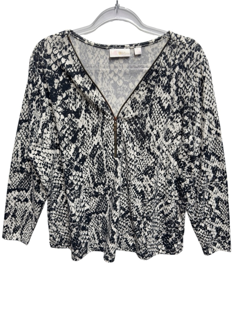 Jacquard Snakeskin Cobra Animal Lightweight Knit Henley Thermal Top Sweater